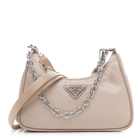 prada bag nylon beige|Prada nylon tessuto bow bag.